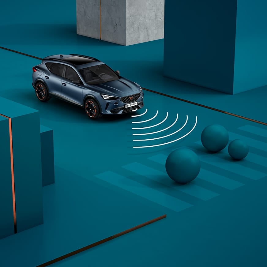 new cupra formentor with automatic stop function to protect pedestrians