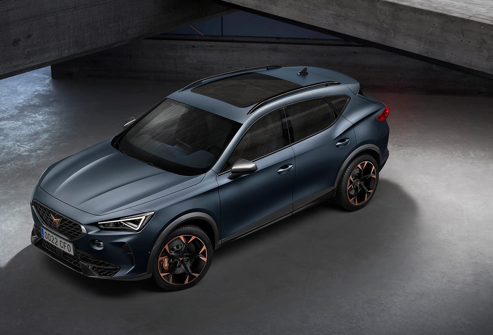 New CUPRA Formentor SUV coupe with plug in hybrid engine overhead view