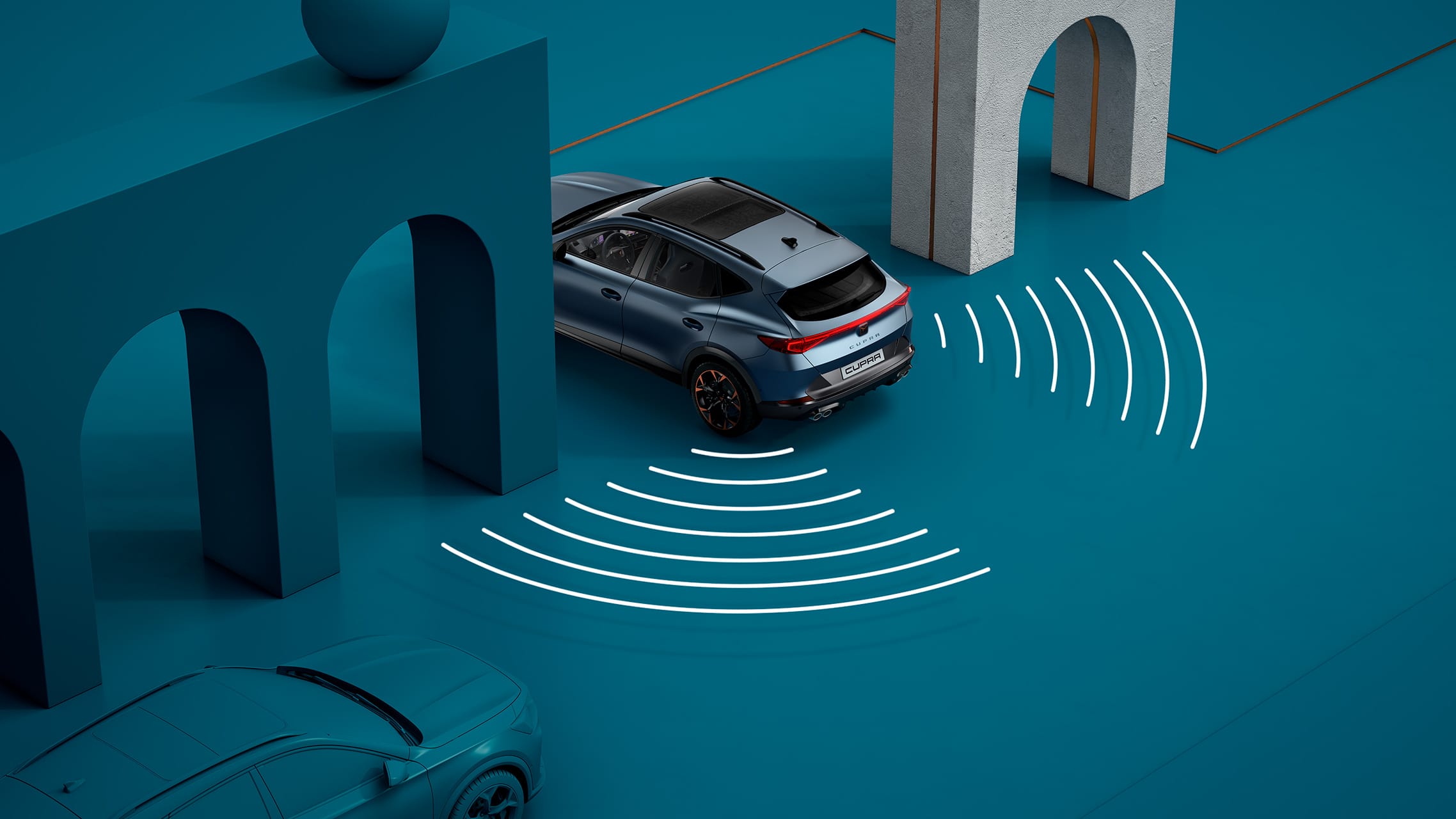 cupra leon 5 door ehybrid compact sports car with rear traffic alert