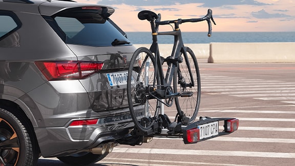 CUPRA Ateca with a towing bike rack car accessory