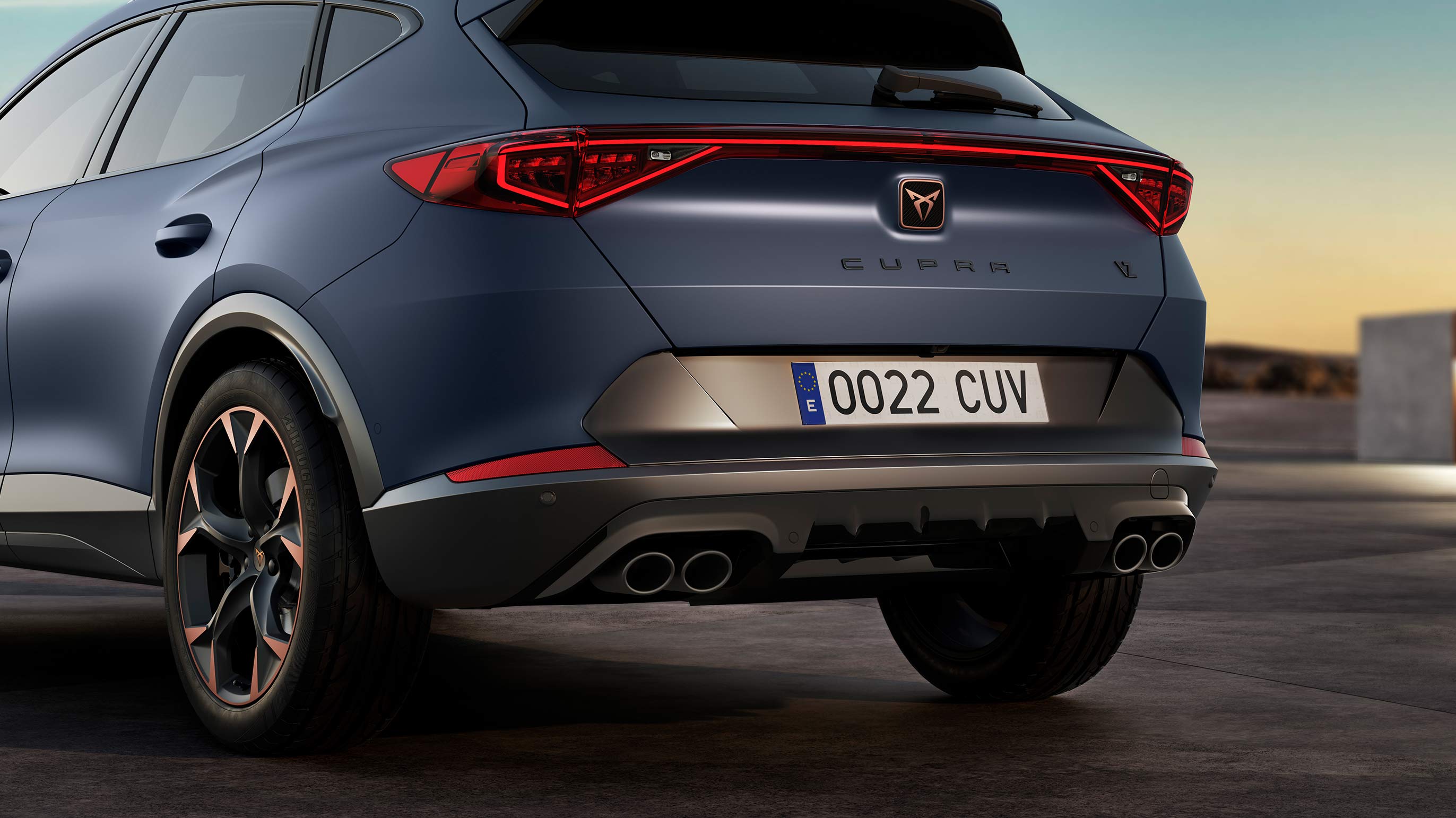 new cupra formentor compact suv twin tailpipes in sport black matte finish