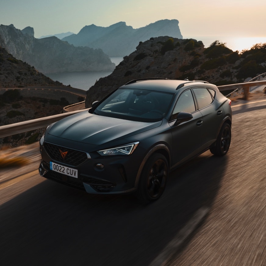 new cupra formentor compact suv magnetic tech matte colour on the road
