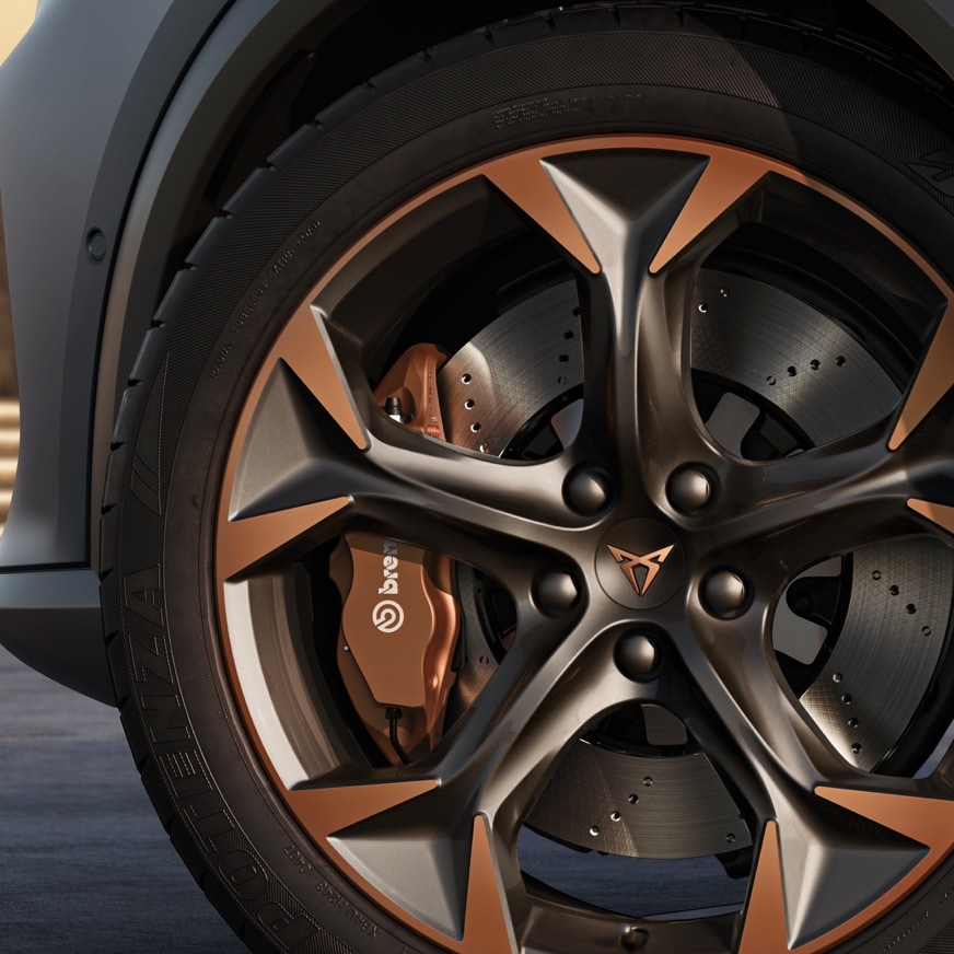 new cupra formentor compact suv with Brembo brakes in cupra copper