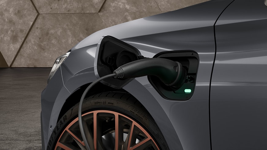 cupra leon ehybrid five door magnetic tech matte compact sports car with emission free electric mode 